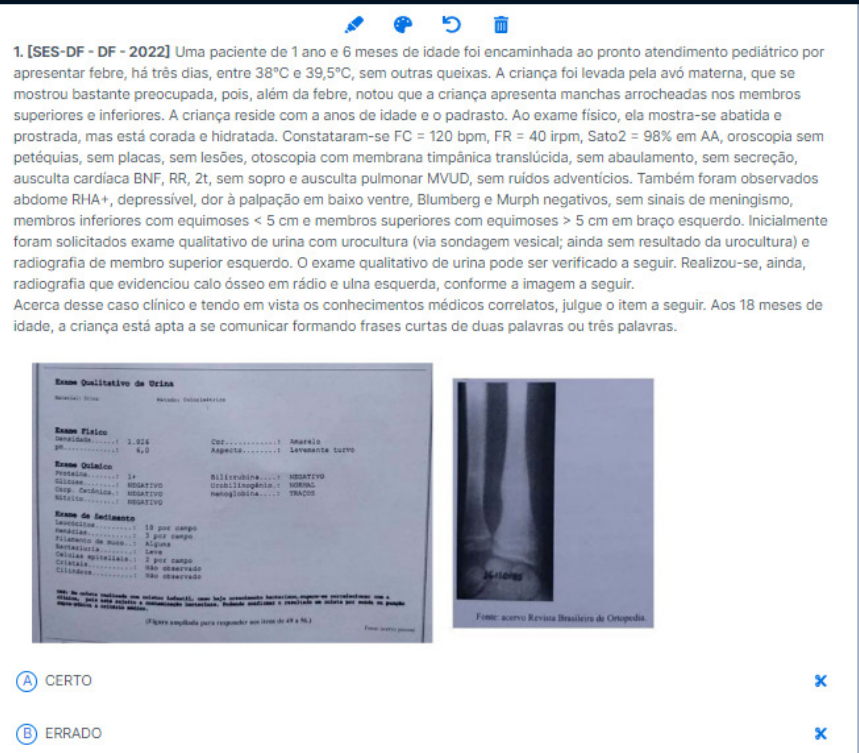 Imagem com uma questão incidente na prova da SES-DF nesse ano de 2022 abordando um caso clínico a ser resolvido pelo médico. 