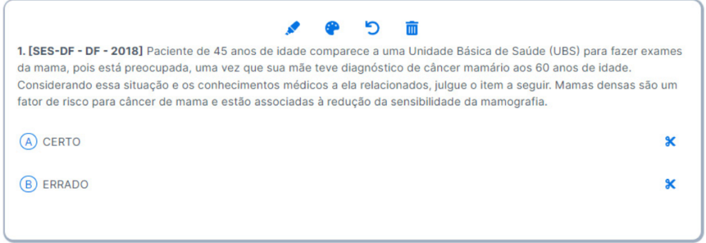 Imagem com uma questão incidente na prova da SES-DF no ano de 2018 abordando os sinais de nefroblastoma e como ele influencia na porcentagem de hidratação no corpo do paciente.