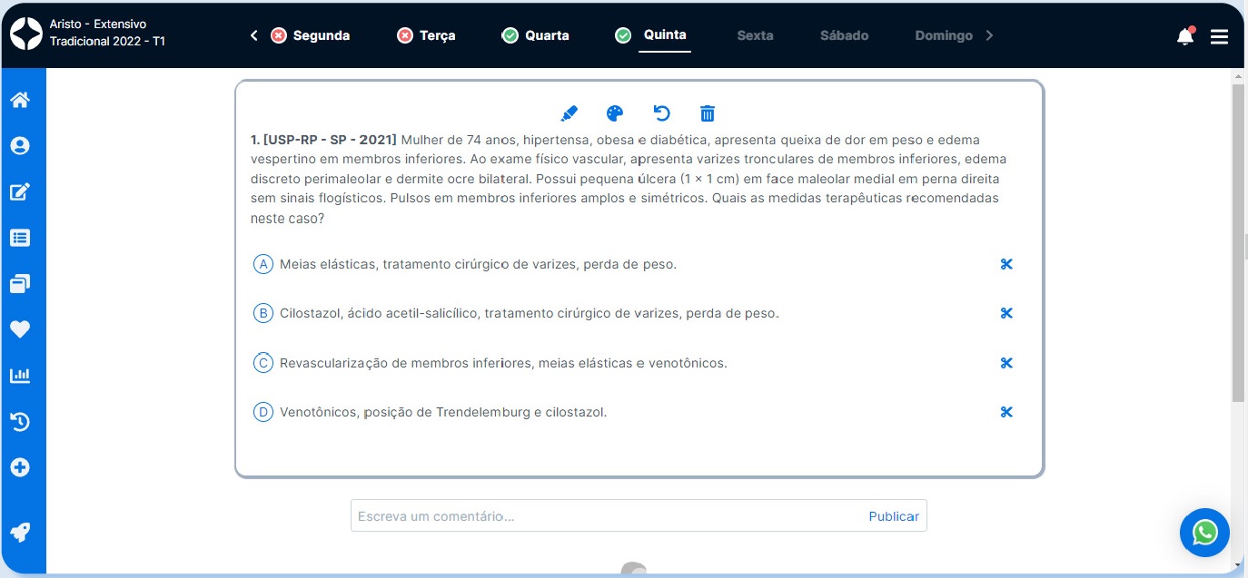 Questão sobre cirurgia vascular da prova de Residência Médica da USP-RP 2020-2021.