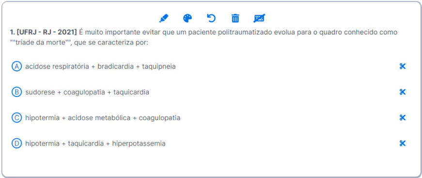 Questão da UFRJ sobre tratamento ao politraumatizado - Questões de prova de Residência Médica da